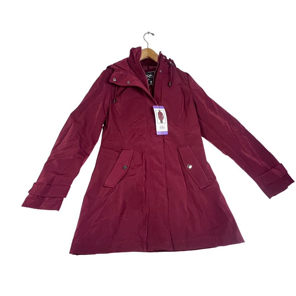 HFX Womens Burgundy Hooded Parka Jacket Water Resistant Wind Resistant NWT XS